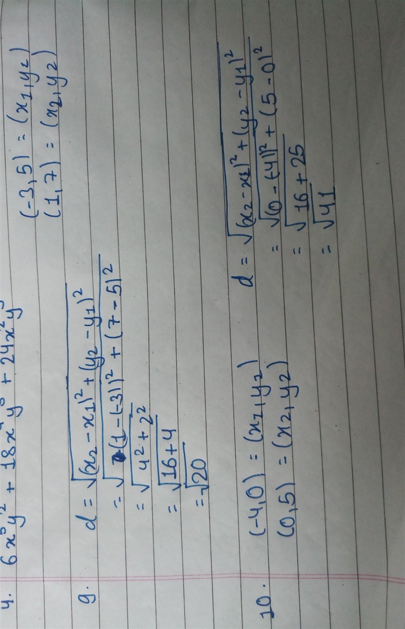 For number 9 and 10 what do I put for the distance between the points?-example-1