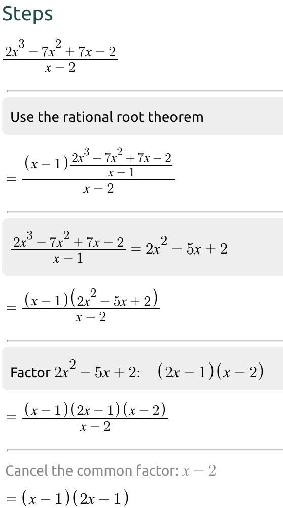 (2x³-7x² + 7x-2) ÷ (x-2)-example-1