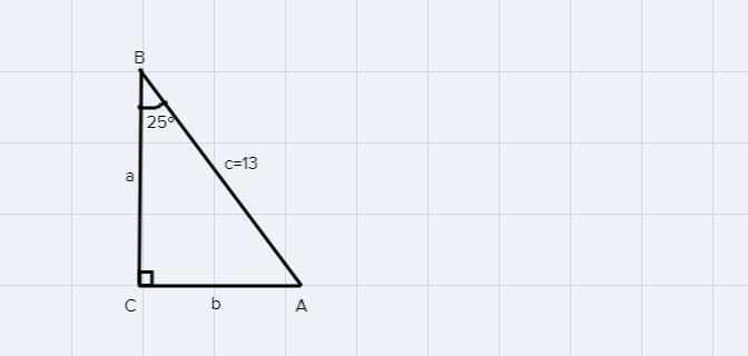 If c = 13 and angle B = 25degrees, find a.BсAСьa = [ ? ]Round to the nearest tenth-example-1