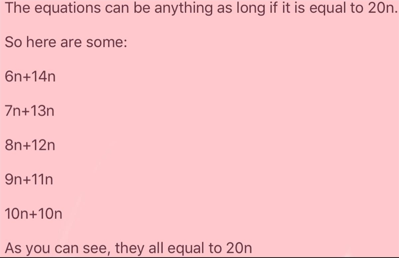 Write 4 equivalent expressions to 5n = 15n-example-1