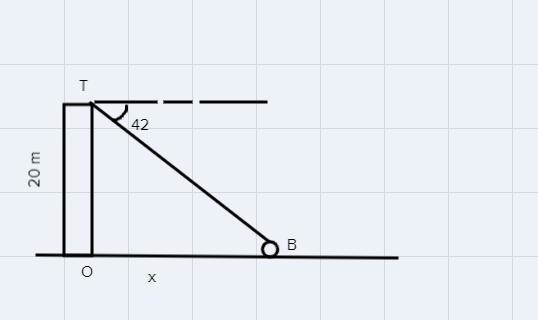 A vertical tower is 20 m high from the horizontal ground. The angle of depression-example-1