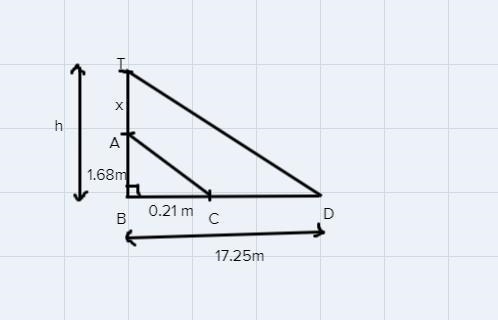 from the base of the tower, you meassure its shadow to be 17.25m.at same the time-example-1