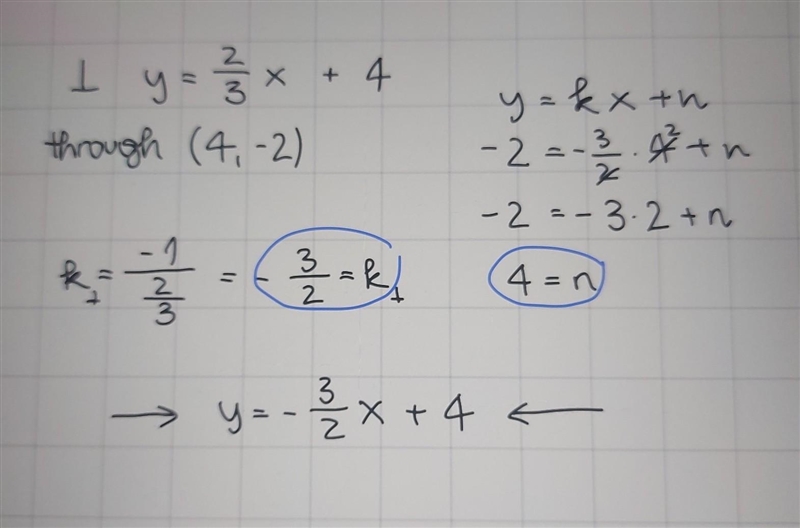 A line passes through the point (4,-2) and is perpendicular to the line with the equation-example-1