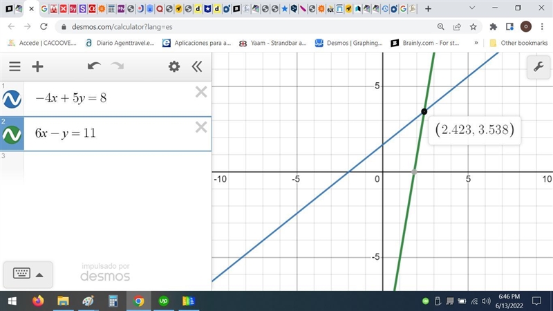 10Estimate the solution to the following system of equations by graphingOA (1,7)OB-example-1