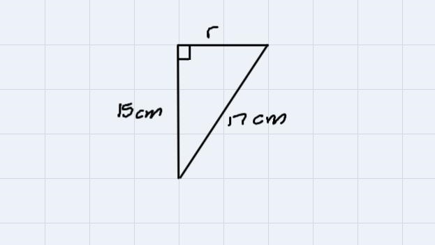 3. Calculate the:RadiusBase Area of the coneVolume of the Cone (solve b only)-example-1