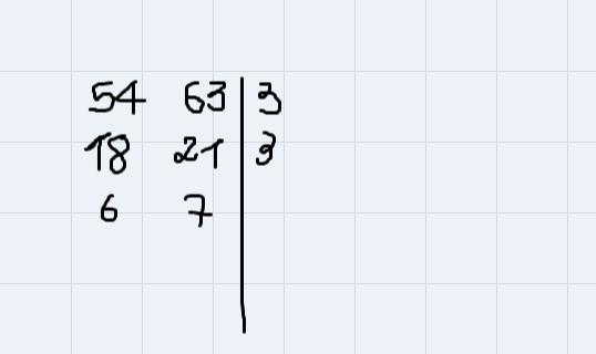 Find the greatest common factor (GCF) of 54 and 63.A. 3B. 9C. 7D. 6-example-1