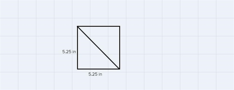 A disk is in the form of square and measures 5.25inches on each side. Find the diagonal-example-1