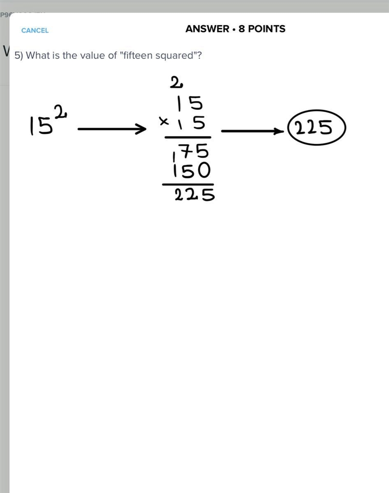 5) What is the value of "fifteen squared"?-example-1