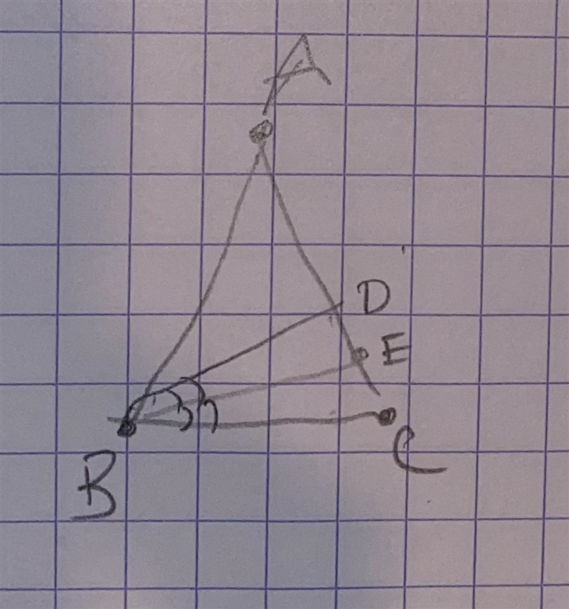 Angle ABC measures 140°. Angle DBC bisects ∠ABC. Angle EBC bisects ∠DBC. What is the-example-1