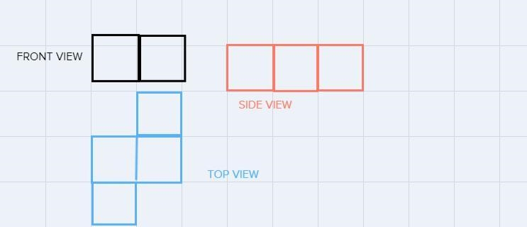 For 1 and 2 draw front side and top views of each stack of unit blocks-example-1