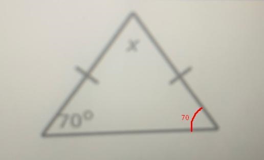 The angles opposite the congruent sides of an isosceles triangle are congruent. Find-example-1