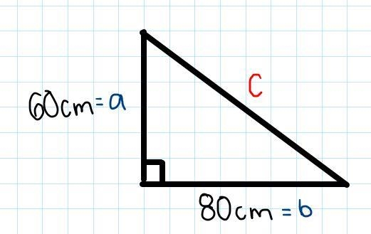 A right triangle has the lengths of the legs are 60 centimeters and 80 centimeters-example-3