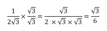 Simplify the following by rationalizing the denominators. 1/2√3​-example-1