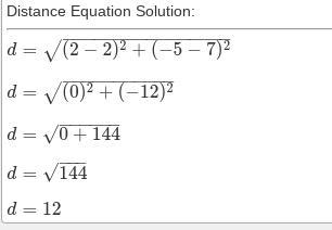 Find the distance between points (2,7) and (2,-5)-example-1