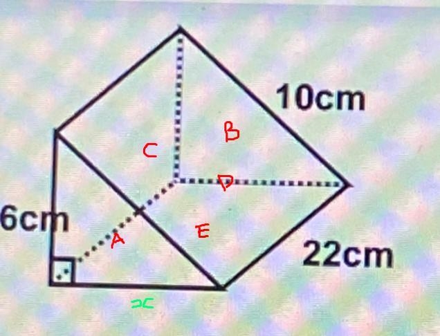 What is the total area of the triangular prism in square cm?10cm-example-2