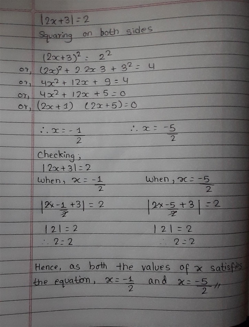 Solve: |2x+3|=2 CAN SOMEONE PLEASE EXPLAIN THIS TO ME!!!-example-1