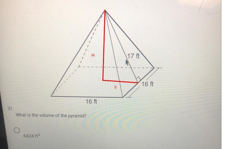 31.16 ftWhat is the volume of the pyramid?17 ft16 ft-example-1