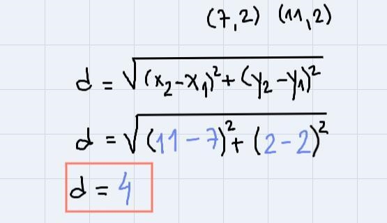 2. Find the distance between the pair of points (7. 2) and (11, 2)-example-1