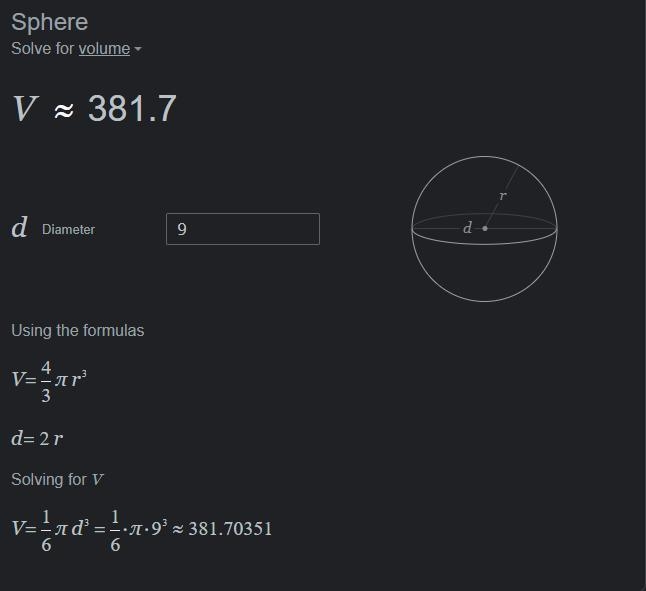 What is the volume of a sphere that has a diameter of 9 units-example-1