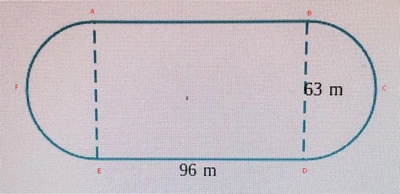 a training field is formed by a rectangle and two semicircles. the rectangle is 96 m-example-1