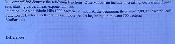 Compare and contrast the following functions. Observations an include: increasing-example-1