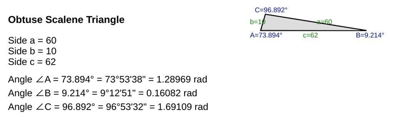 In AFGH, f = 60 cm, g = 10 cm and h=62 cm. Find the measure of LF to the nearest degree-example-1