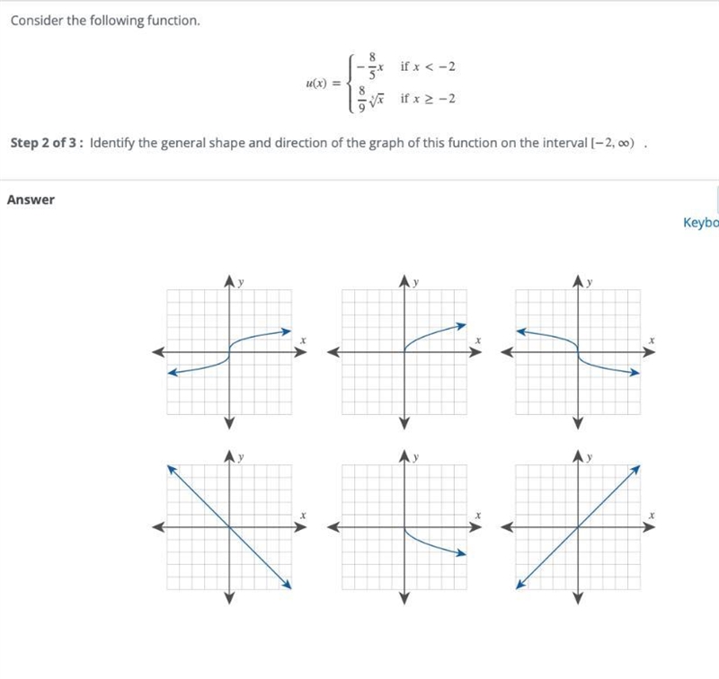 Identify the general shape and direction of the graph of this function on the interval-example-1