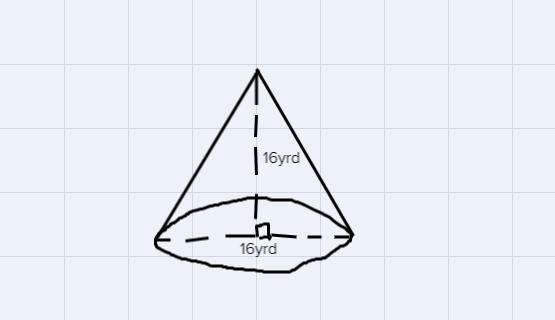 What is the volume of the cone when the base is 16yd and the height of 16yd?-example-1