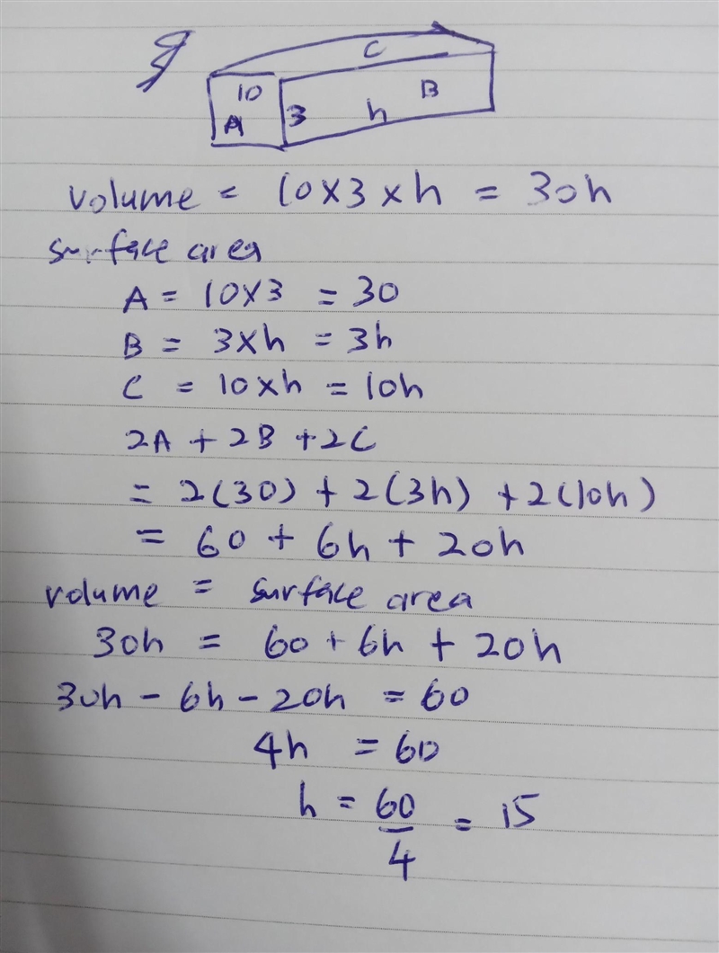 The length of a rectangle is 10, the width 3, and the height x. The surface area and-example-1