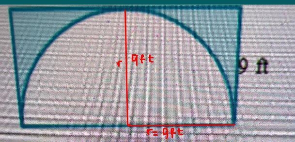 A rectangle is placed around a semicircle as shown below. The width of the rectangle-example-1