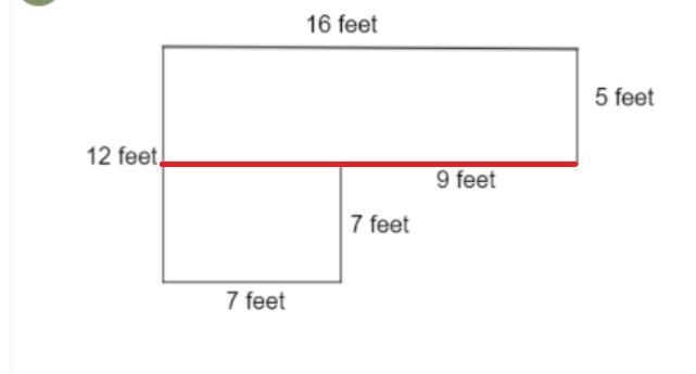 Ind the total area of the shape shown below in square feet. Enter only the numbe-example-1