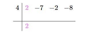 -Use synthetic division to find the result when 2x3 – 7x2 – 2x – 8 is divided byx-example-1