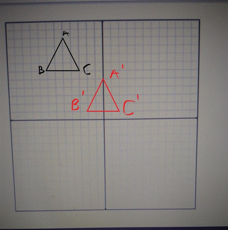 7. Draw a triangle with 3 vertices (x, y) and then draw one of the transformations-example-1