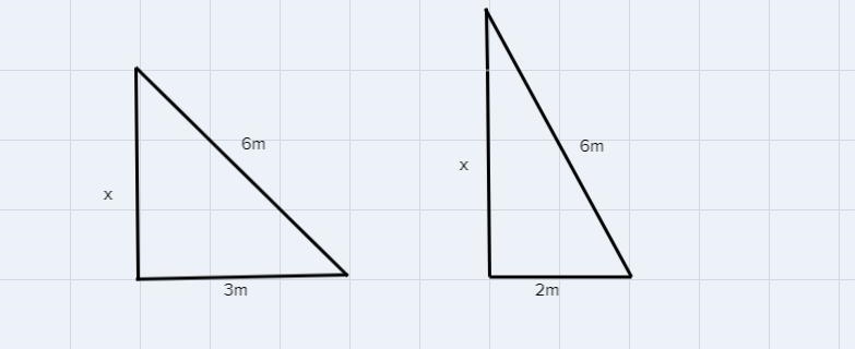 A ladder is 6 m long. How much farther up a wall does the ladder reach when the base-example-1