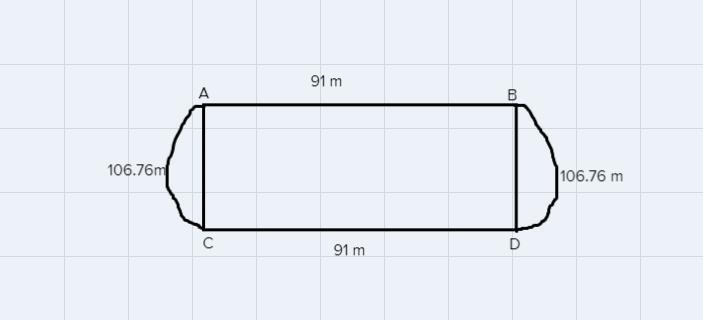 A training field is formed by joining a rectangle and two semicircles, as shown below-example-1