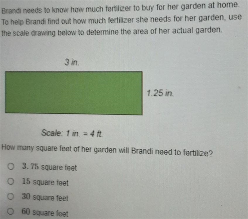 Brandi needs to know how much fertilizer to buy for her garden at home. to help brandi-example-1