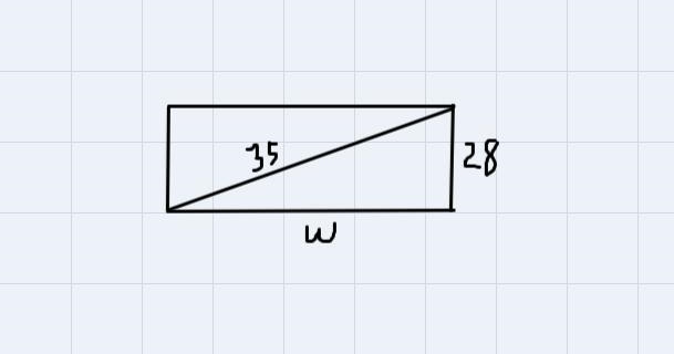 Alex runs 35 meters across a rectangular park on a diagonal path. enter the width-example-1