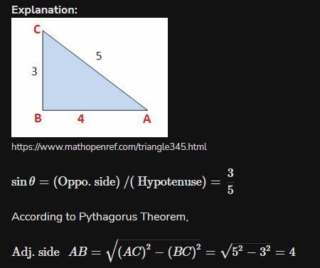 If sin = 3/5, than cos =-example-1