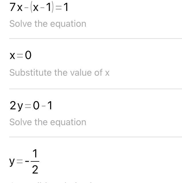 7x-2y=1 2y=x-1 Solve the following system of inequalities using substitution-example-1