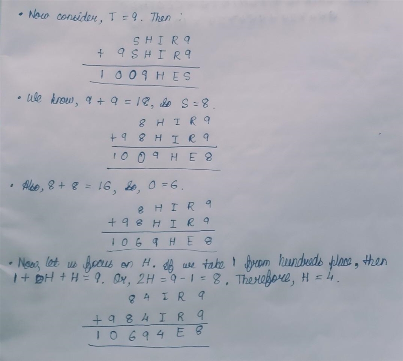 SHIRT + TSHIRT = CLOTHES (Cryptarithm, answer this question with an equation [ex. 5+4=9])-example-2