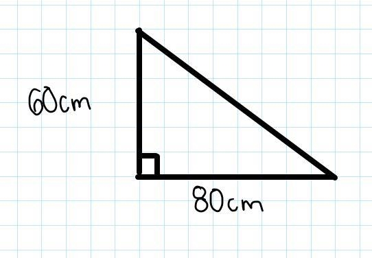 A right triangle has the lengths of the legs are 60 centimeters and 80 centimeters-example-1