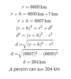 The circle at the right represents a planet. The radius of the planet is about 6600 km-example-1