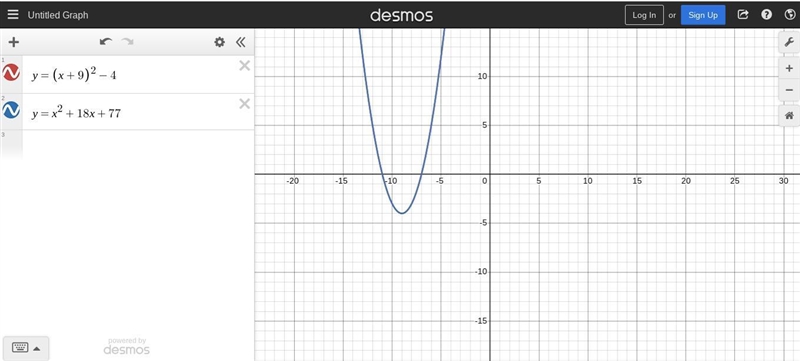 Put the equation y=x^2+18x+77 into the form y=(x-h)^2+k: y= (blank) Explain your answer-example-1