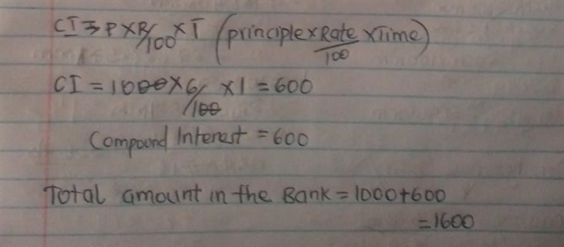 You deposit Php1000 in a savings account that earns 6% interest per year Compound-example-1