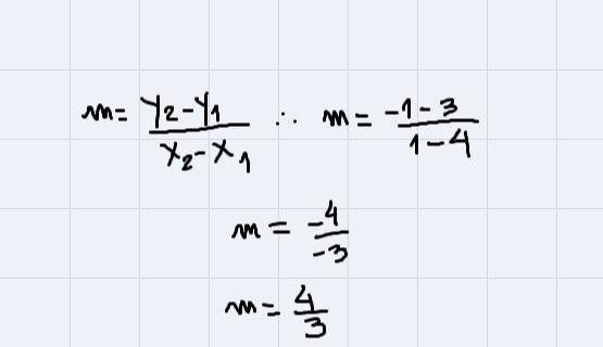 Find the slope for (4,3) (1,-1)-example-1