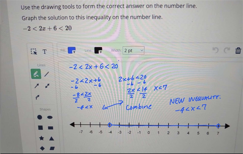 ? Question Use the drawing tools to form the correct answer on the number line. Graph-example-1