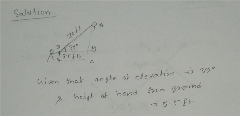 Jennifer is flying a kite. She is looking up at the kite at an angle of elevation-example-1