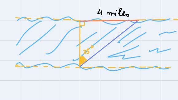 You are rowing a boat on a lake at an angle of 35° from the perpendicular to the shoreline-example-3