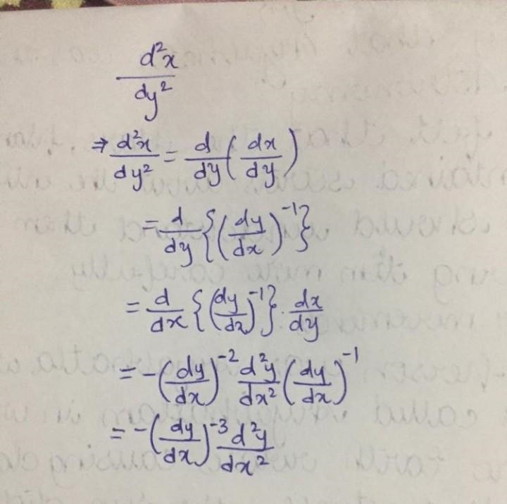 (d^2x)/(dy^2) equals: (1) ((d^2y)/(dx^2))^-1 (2) -((d^2y)/(dx^2))^-1 ((dy)/(dx))^-3 (3) -((d-example-1