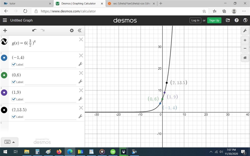 Consider the function g. 9(-) = 6() For the x-values given in the table below, determine-example-1